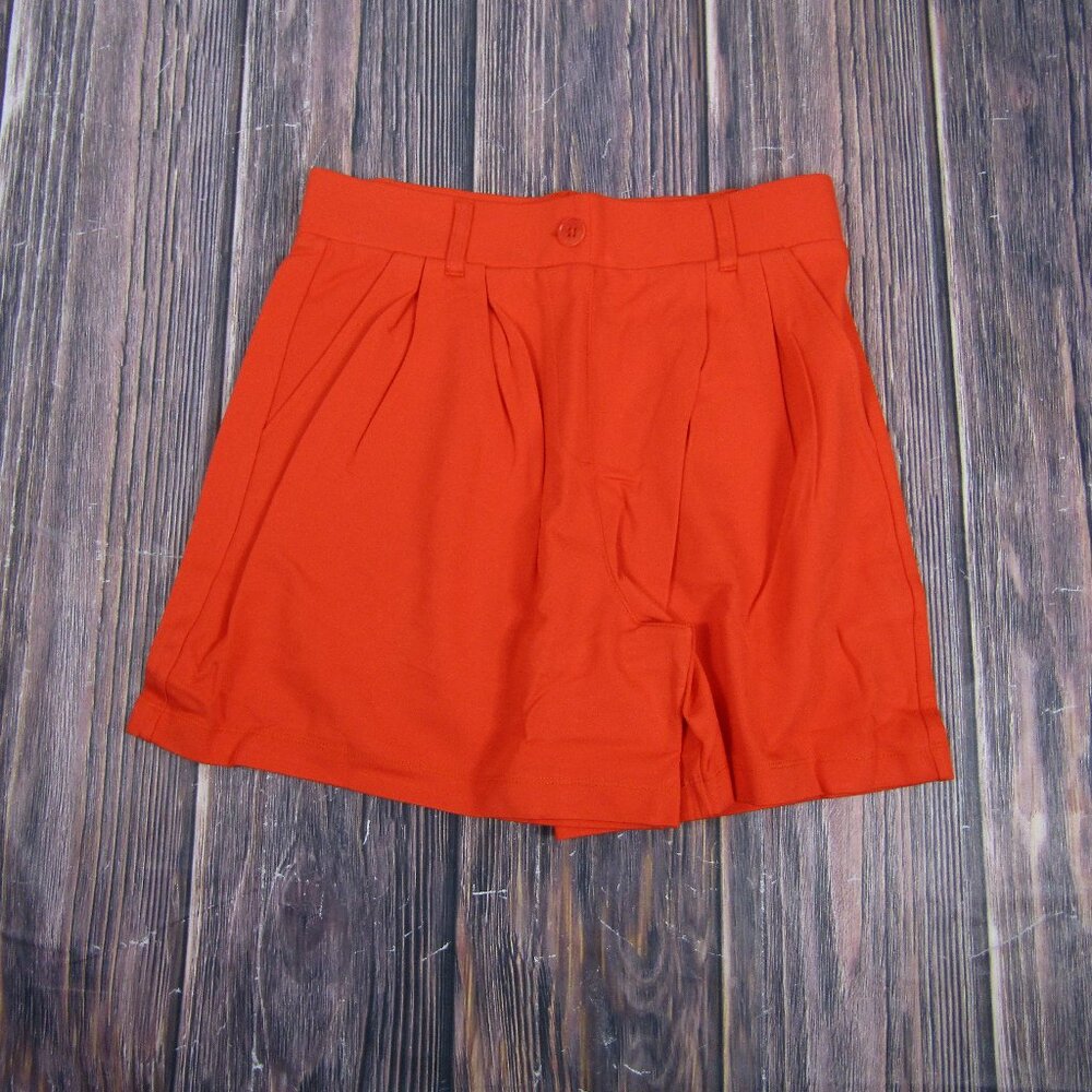 Betabrand High-Waist Tailored Shorts in Bright Orange